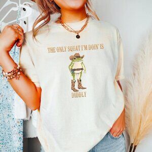 The Only Squat I'm Doin' Is Diddly Shirt, Funny Cowboy Frog T Shirt, Western 05